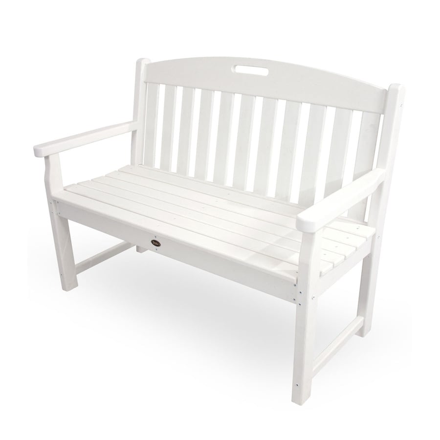 Trex Outdoor Furniture Yacht Club 2425 In W X 475 In L Classic White Plastic Patio Bench In The Patio Benches Department At Lowescom