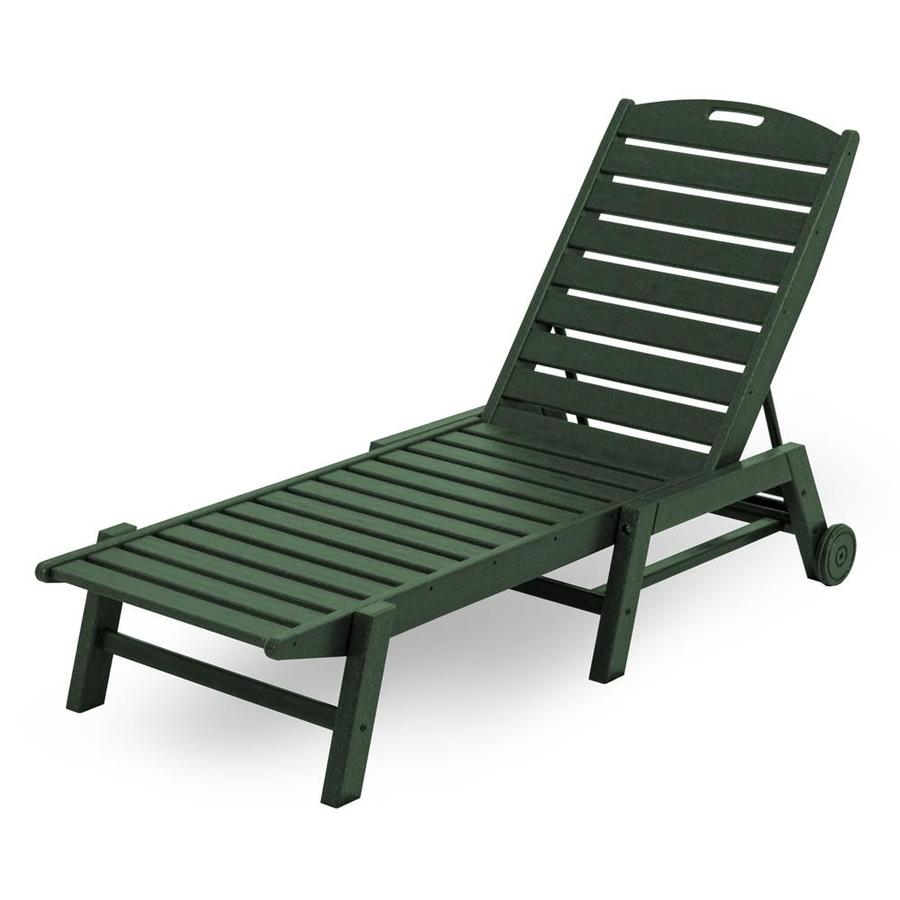 POLYWOOD Nautical Stackable Plastic Chaise Lounge Chair ...