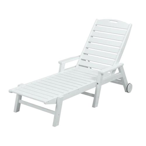POLYWOOD Nautical Plastic Chaise Lounge Chair with Slat Seat in the