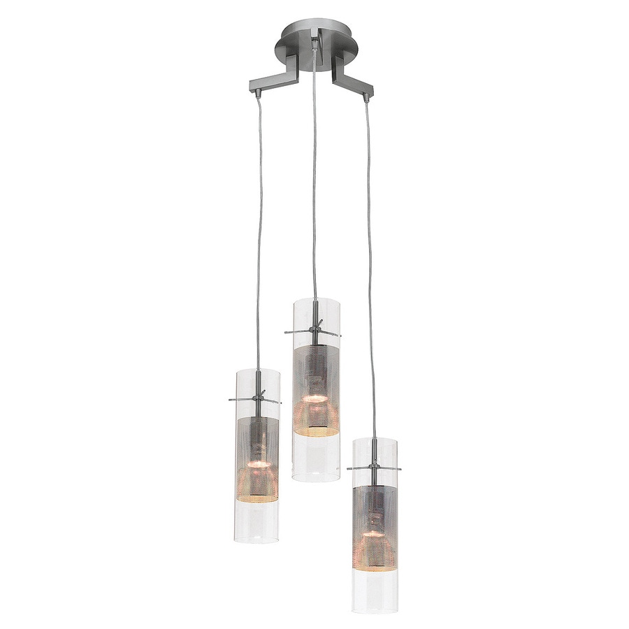 Access Lighting Spartan Brushed Steel Multi Light Access Lighting Spartan Brushed Steel Multi Light Clear Gl Cylinder Standard Pendant