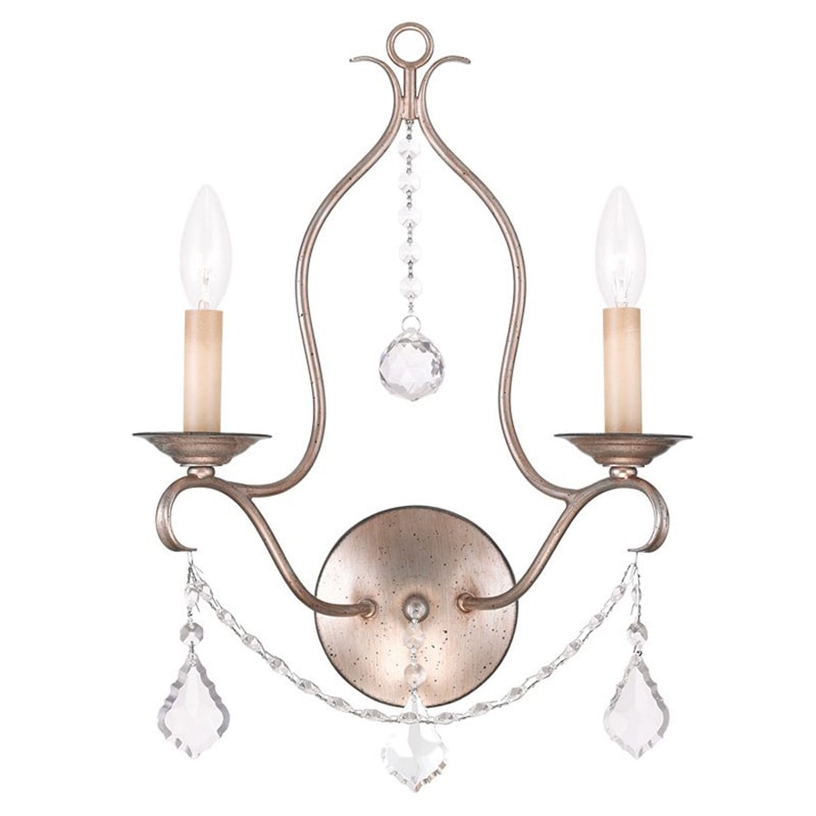 Livex Lighting Chesterfield 12in W 2Light Antique silver leaf Candle
