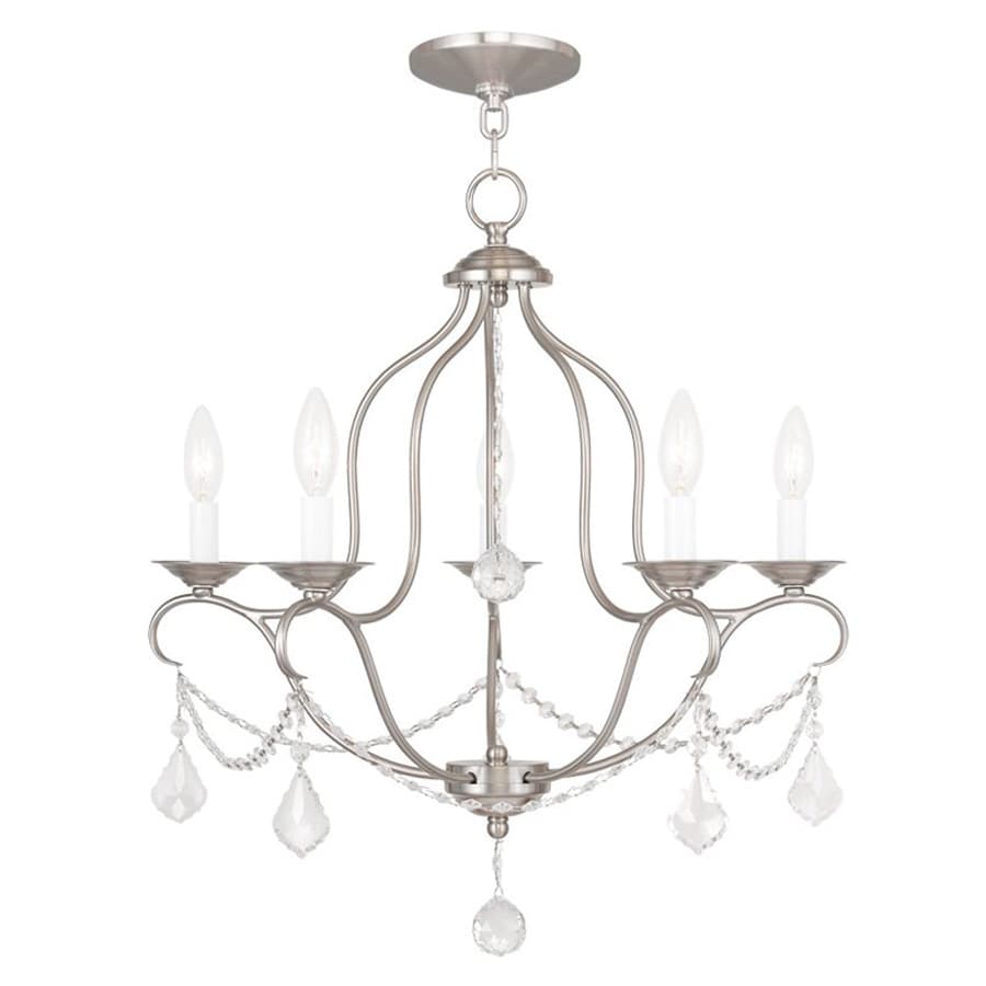 Shop Livex Lighting Chesterfield 22in 5Light Brushed nickel Vintage Candle Chandelier at