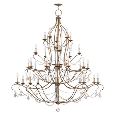 Livex Lighting Chesterfield 30-Light Antique Gold Leaf Traditional Tiered Chandelier Livex Lighting Chesterfield 30-Light Antique Gold Leaf Traditional Tiered Chandelier