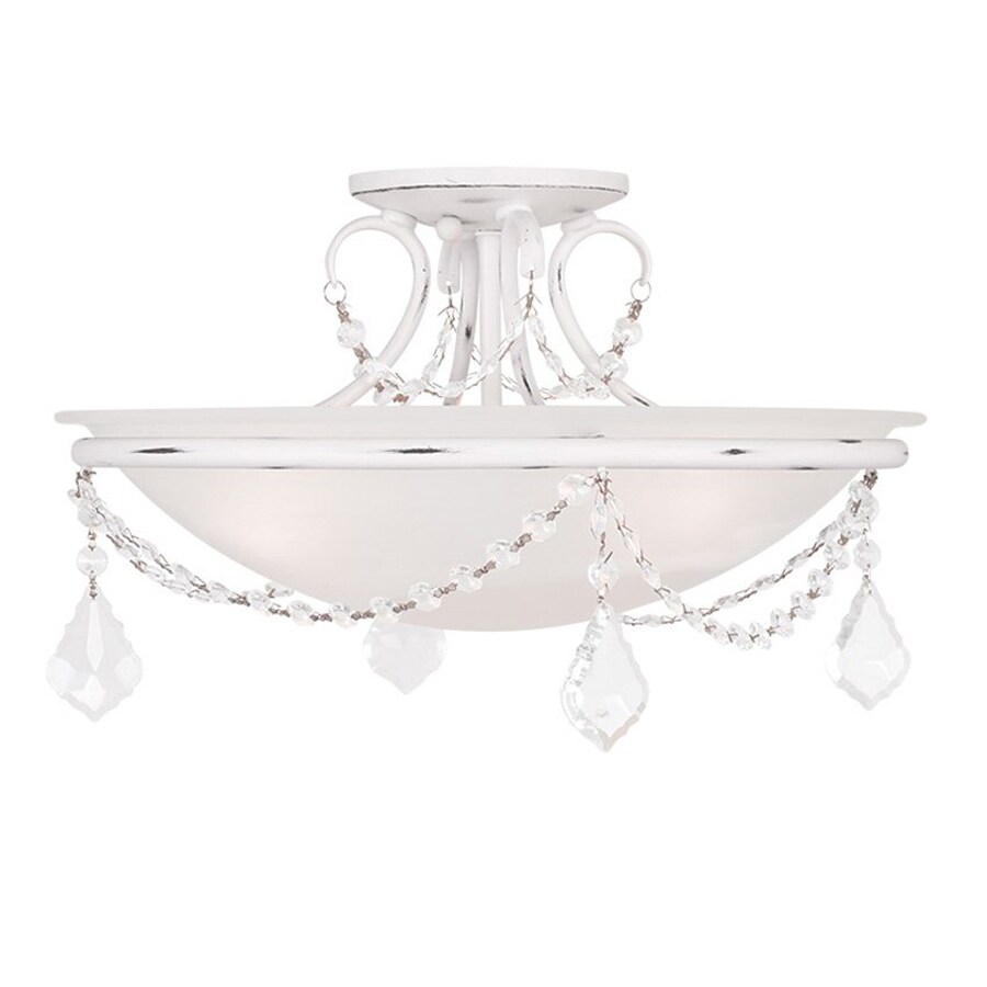 Livex Lighting Chesterfield Pennington 16 In W Antique White Livex Lighting Chesterfield Pennington 16 In W Antique White Alabaster Glass Semi Flush Mount