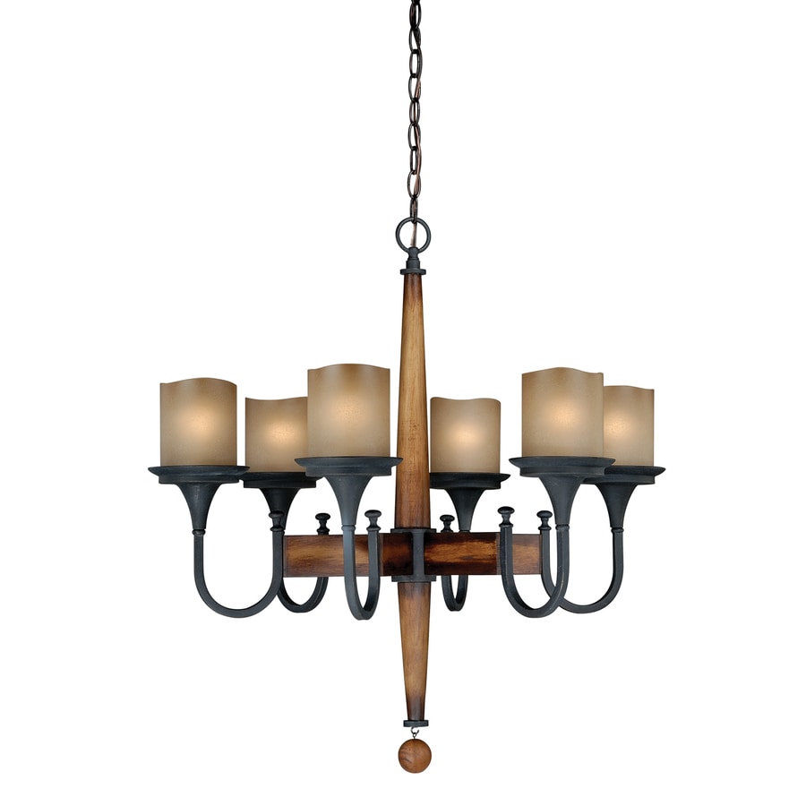 Cascadia Meritage 28 In 6 Light Charred Wood Black Iron Rustic Cascadia Meritage 28 In 6 Light Charred Wood Black Iron Rustic Tinted Glass