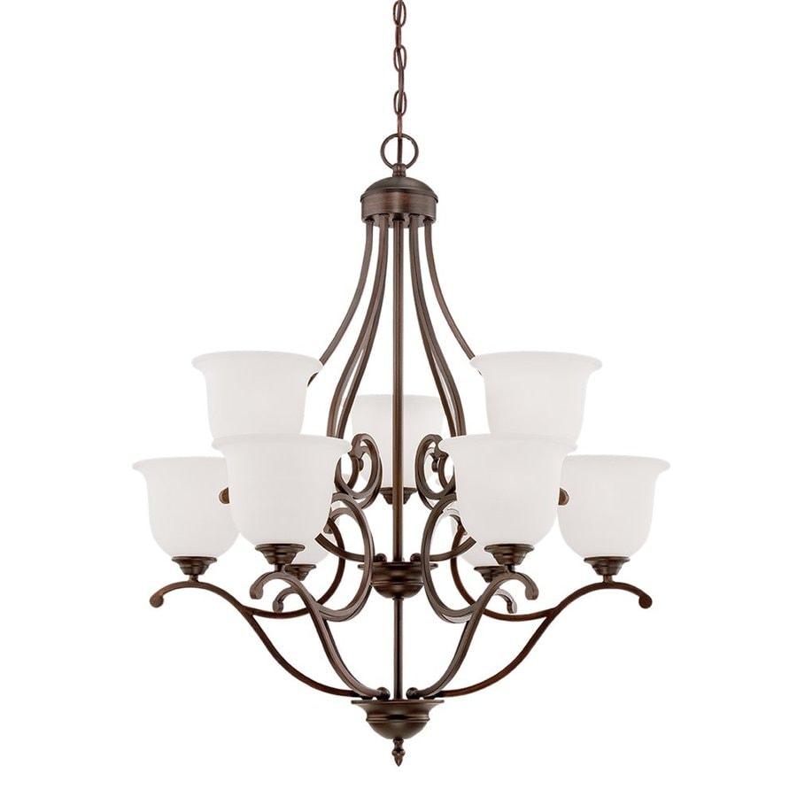 Millennium Lighting Courtney Lakes 9 Light Rubbed Bronze Etched Millennium Lighting Courtney Lakes 9 Light Rubbed Bronze Etched Gl Shaded Chandelier