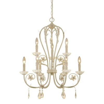 Millennium Lighting Clara 9-Light Antique White Traditional Tiered Chandelier Millennium Lighting Clara 9-Light Antique White Traditional Tiered Chandelier
