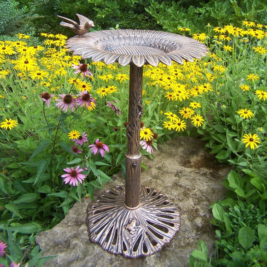 Oakland Living Sunflower 30.25in H 1Tier Round Cast Iron Birdbath at