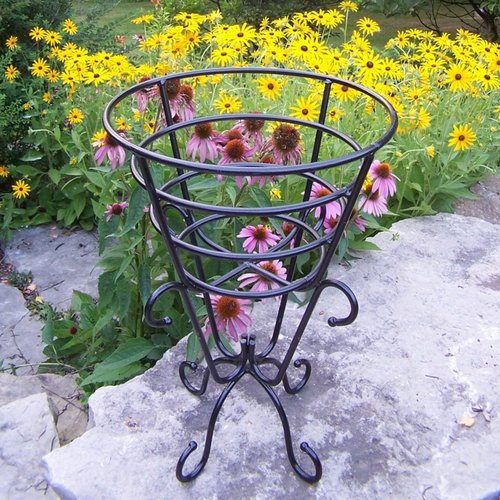 Oakland Living 25in Black Round Cast Iron Plant Stand at