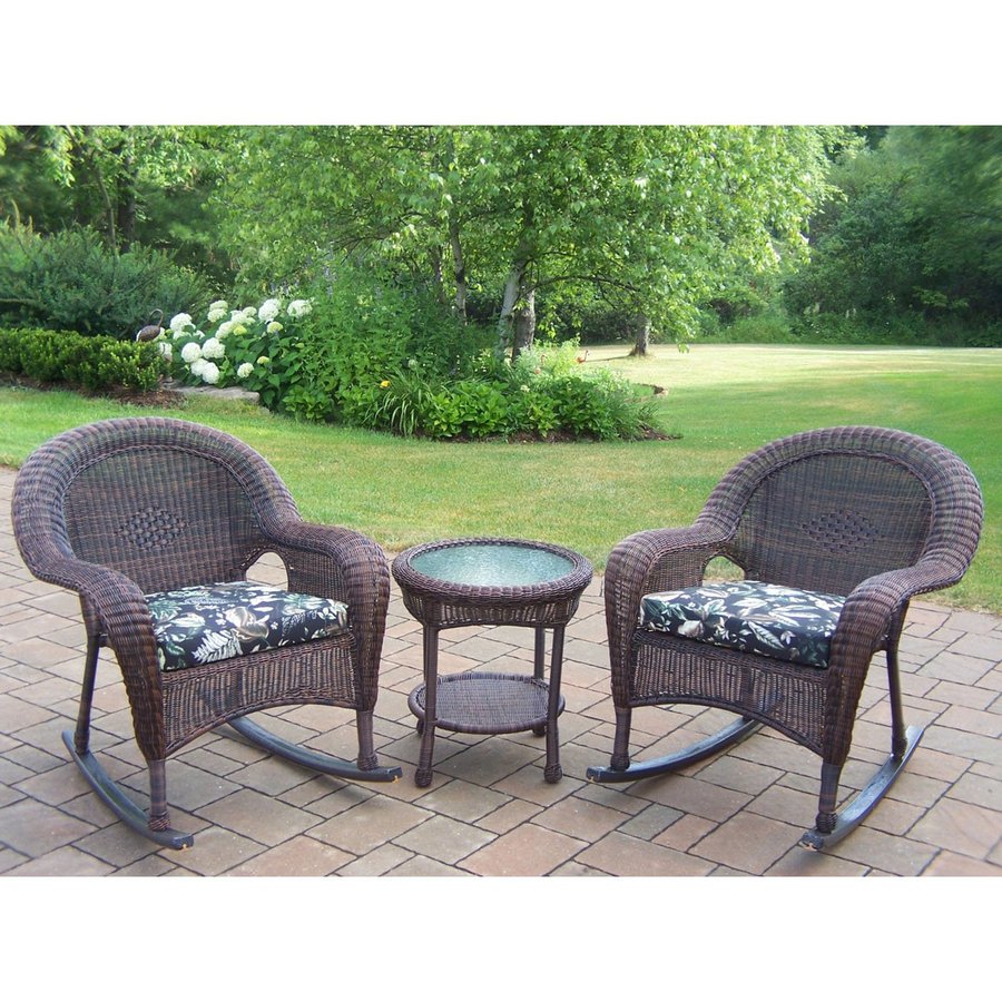 Oakland Living Resin Wicker 3Piece Wicker Frame Patio Conversation Set