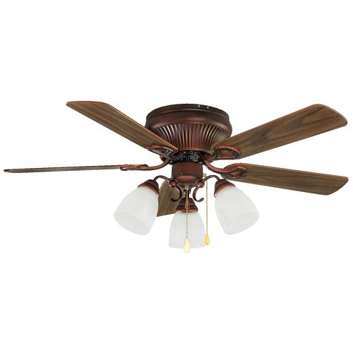 Malibu 42 In Antique Copper Indoor Flush Mount Ceiling Fan With Light Kit