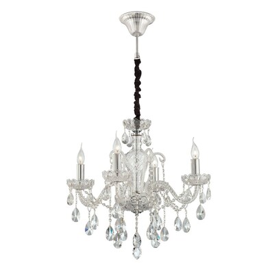 Eurofase Providence 24.25-in 4-Light Clear Crystal Candle Chandelier Eurofase Providence 24.25-in 4-Light Clear Crystal Candle Chandelier