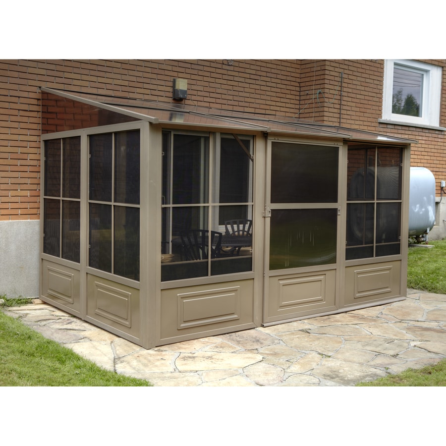 Gazebo Penguin Brown Metal Rectangle Screened Gazebo ...