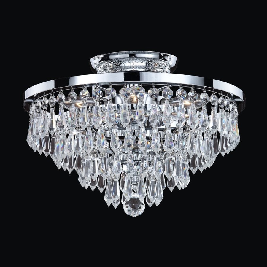 Glow Lighting Vista 13-in W Silver pearl Crystal Semi-Flush Mount Light ...