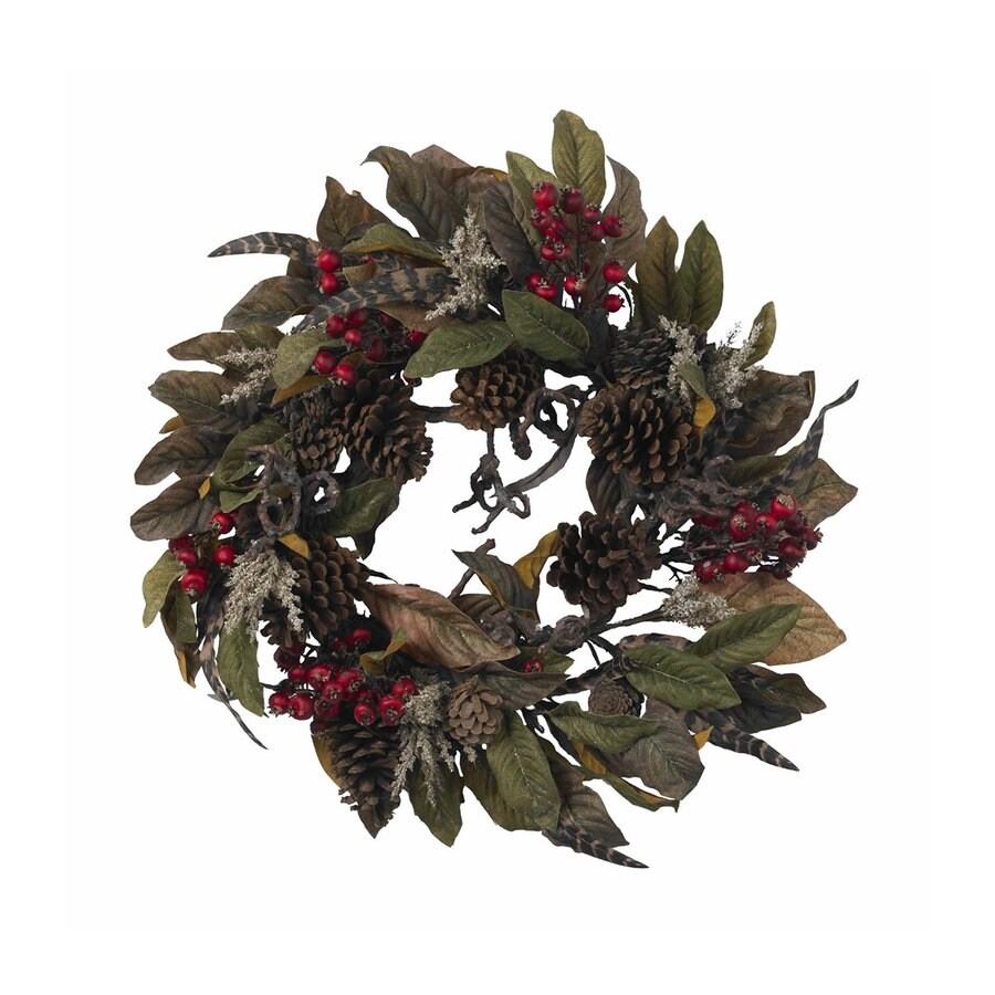 cone pine form wreath Brown Natural Christmas Un Wreath Cone in Berry Pine Artificial 24 Lit