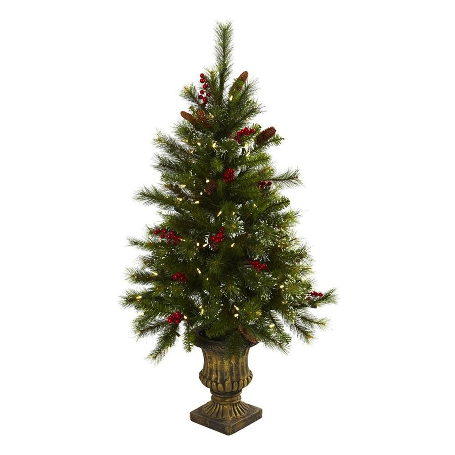 slim christmas trees with lights