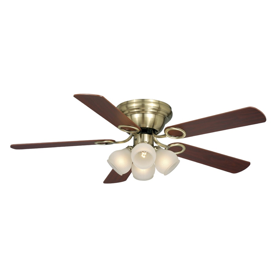 Cascadia Zephyr 52-in Antique Brass Flush Mount Indoor ...