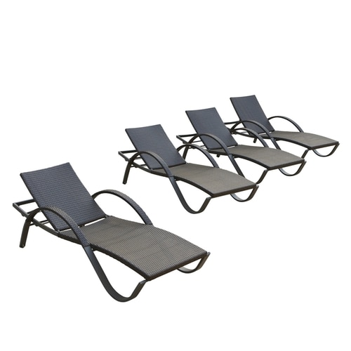 RST Brands Deco Stackable Set of 4 Aluminum Chaise Lounge Chairs with Wicker Seat in the Patio ...