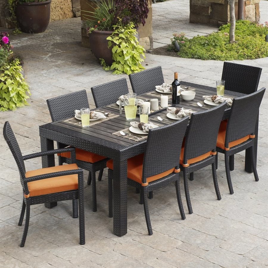 Shop RST Brands Deco 9 Piece Brown Wood Frame Wicker Patio Dining Set   50246667 