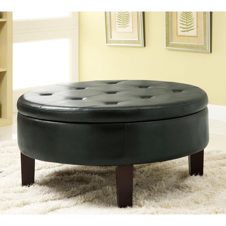 Shop Coaster Fine Furniture Black Vinyl Round Ottoman at 