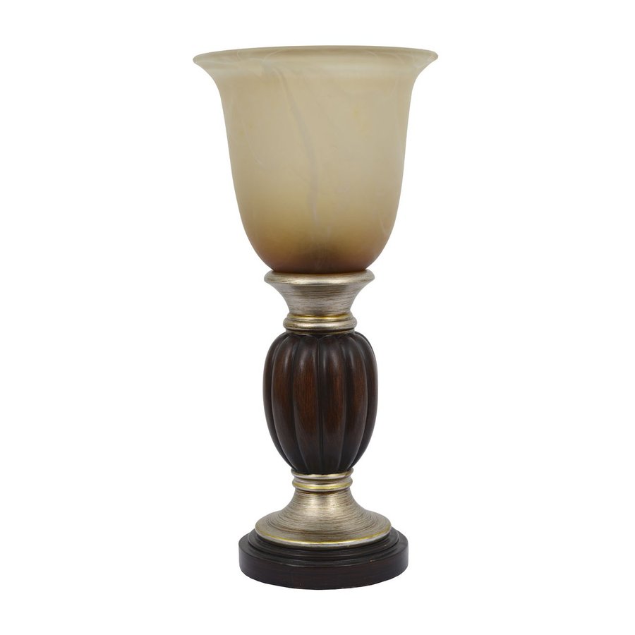 Decor Therapy 13.25-in Wood Tone Uplight Table Lamp with Glass Shade at