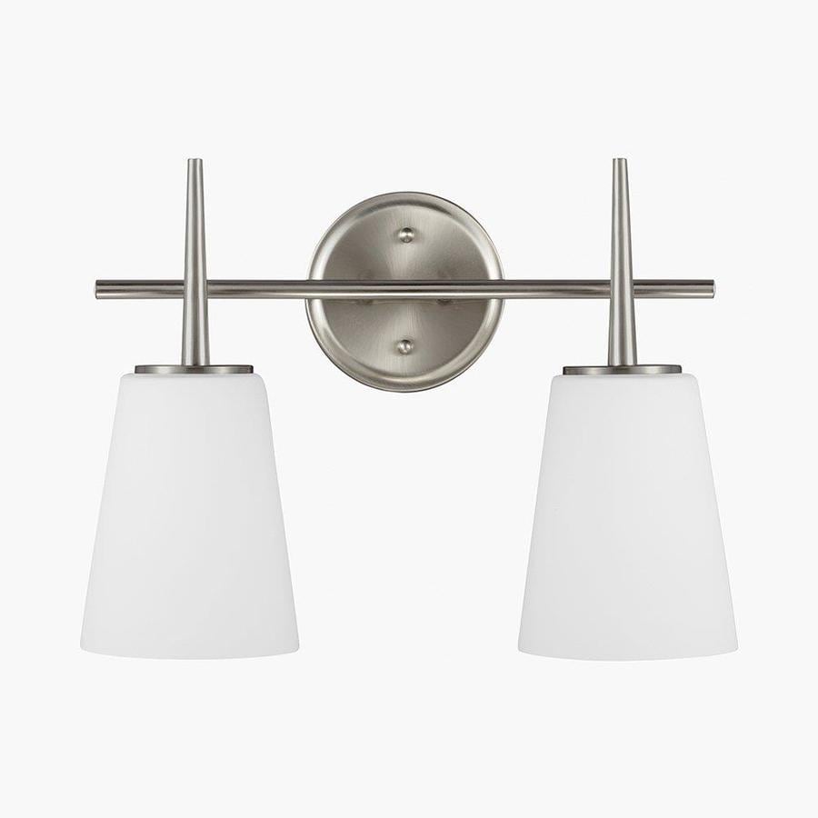 Sea Gull Lighting Driscoll 2 Light 15 5 In Brushed Nickel Bell Sea Gull Lighting Driscoll 2 Light 15 5 In Brushed Nickel Bell Vanity