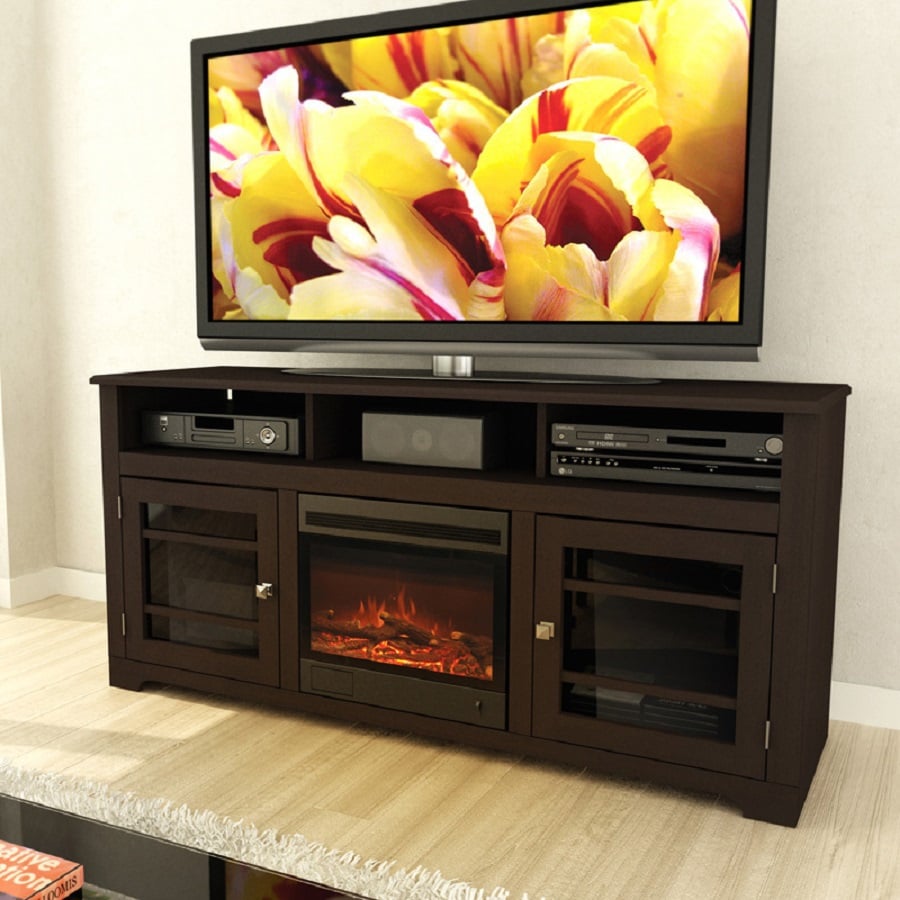 Sonax 60-in W Dark Espresso Wood Electric Fireplace with Remote