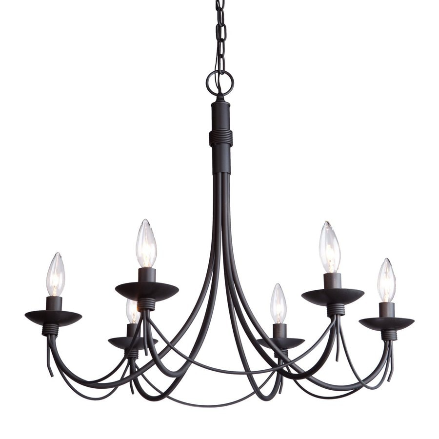 Shop Artcraft Lighting Wrought iron 26in 6Light Ebony black Wrought Iron Candle Chandelier at 