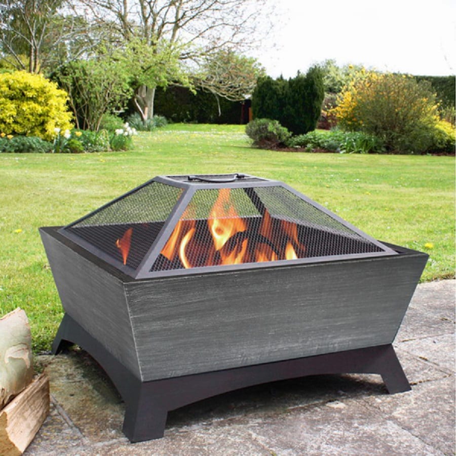 Jeco 26-in W Black/Silver Steel Wood-Burning Fire Pit at ...