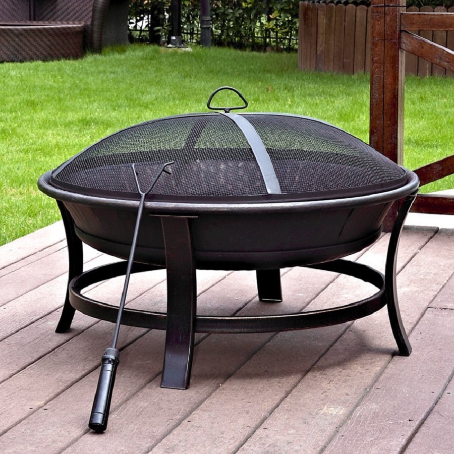 Jeco 30-in W Black/Gold Steel Wood-Burning Fire Pit at ...