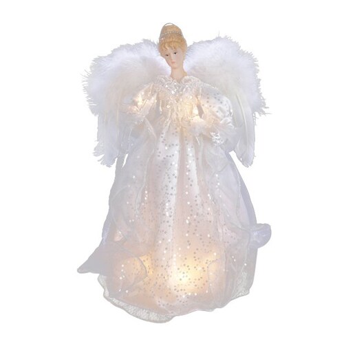 Christmas Central Porcelain Angel Christmas Tree Topper with Clear
