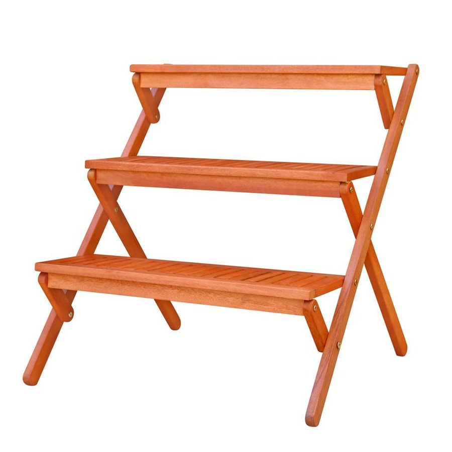VIFAH 34-in Natural Indoor/Outdoor Rectangular Wood Plant Stand at ...