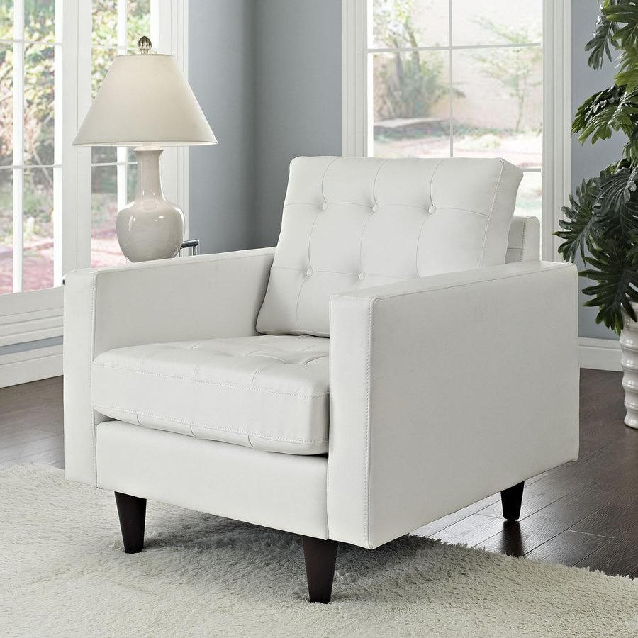 Modway Empress Modern White Faux Leather Accent Chair At Lowes Com   50309803 