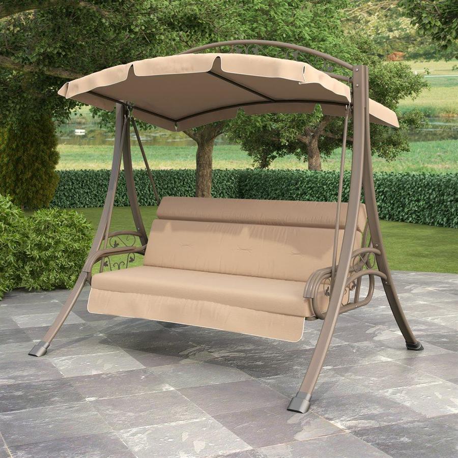 CorLiving Nantucket Warm Grey Porch Swing with Arched Canopy in the ...