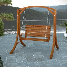Corliving Pine Porch Swings Gliders At Lowes Corliving Wood Canyon Cinnamon Brown Porch Swing