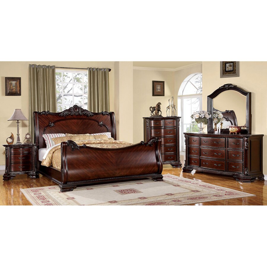 Furniture of America Bellefonte Brown Cherry California King Bed in the ...