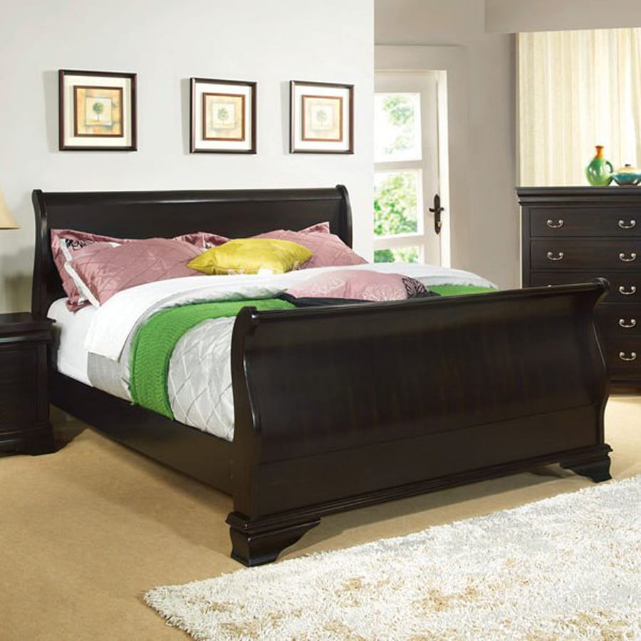 Furniture of America Laurelle Espresso Wood Sleigh Bed at Lowes.com