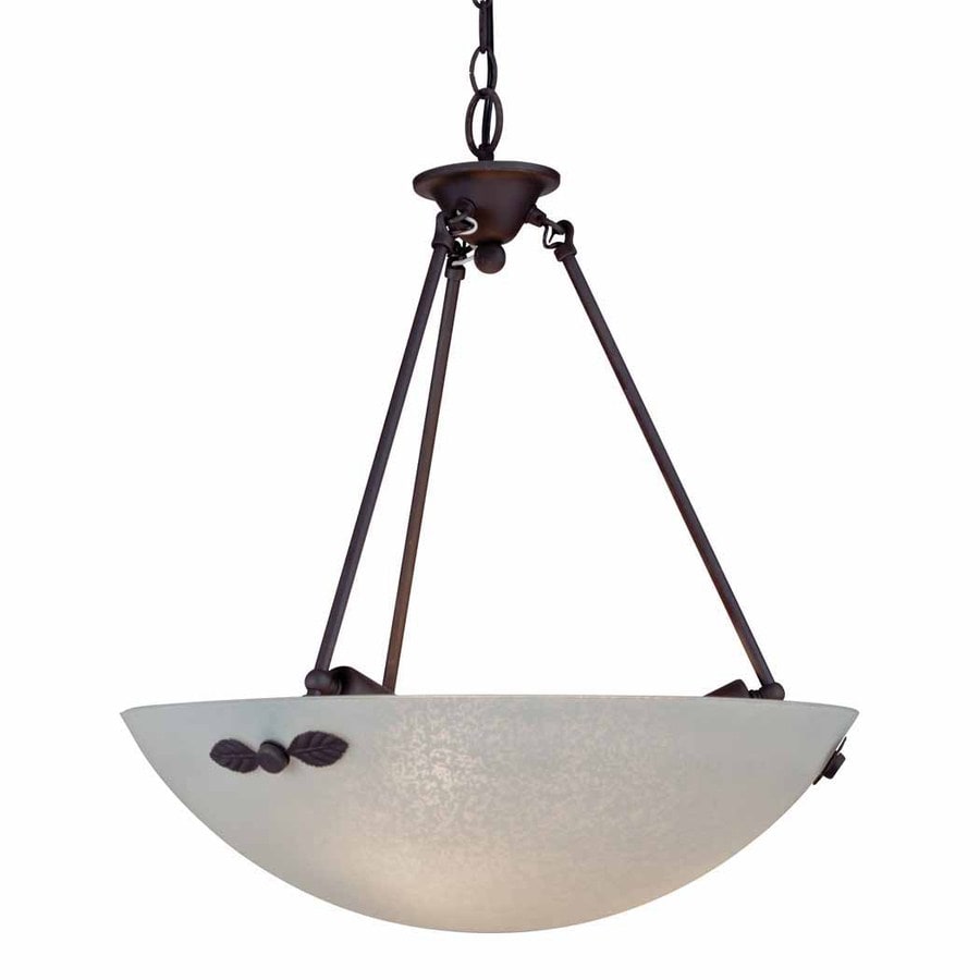 Volume International 19.5in Antique Bronze Mediterranean Single Textured Glass Bowl Pendant at