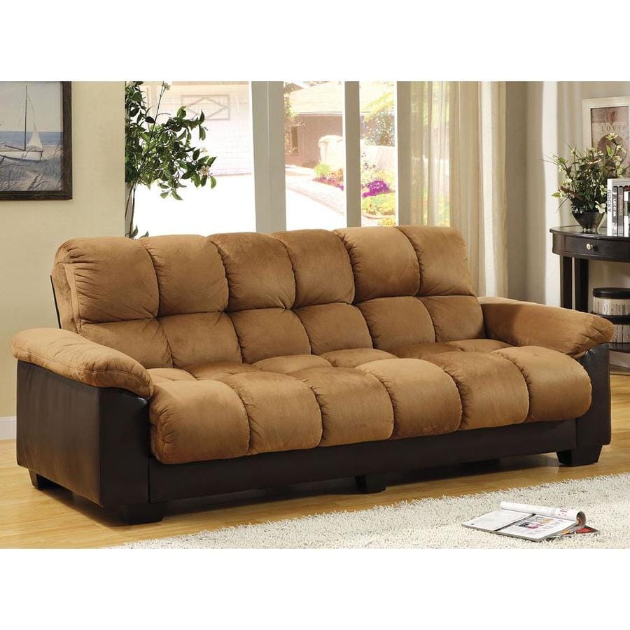 Furniture of America Brantford Camel/Espresso Microfiber Futon in the ...