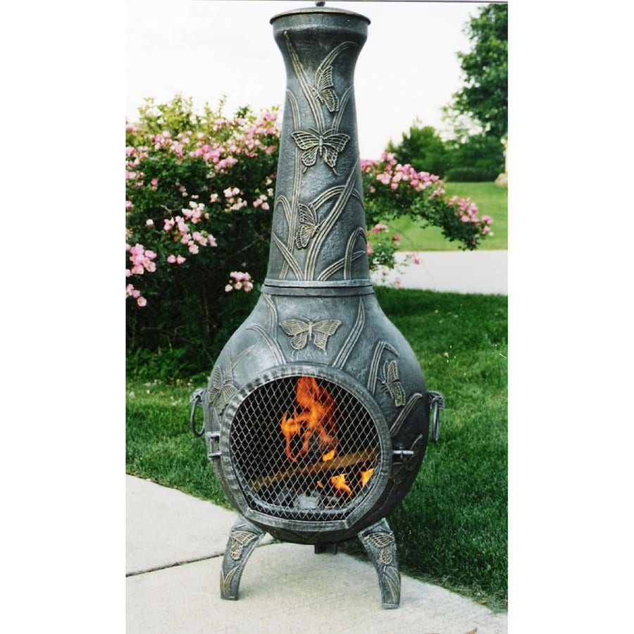 Oakland Living 54in H x 20in D x 23in W Antique pewter Chiminea at