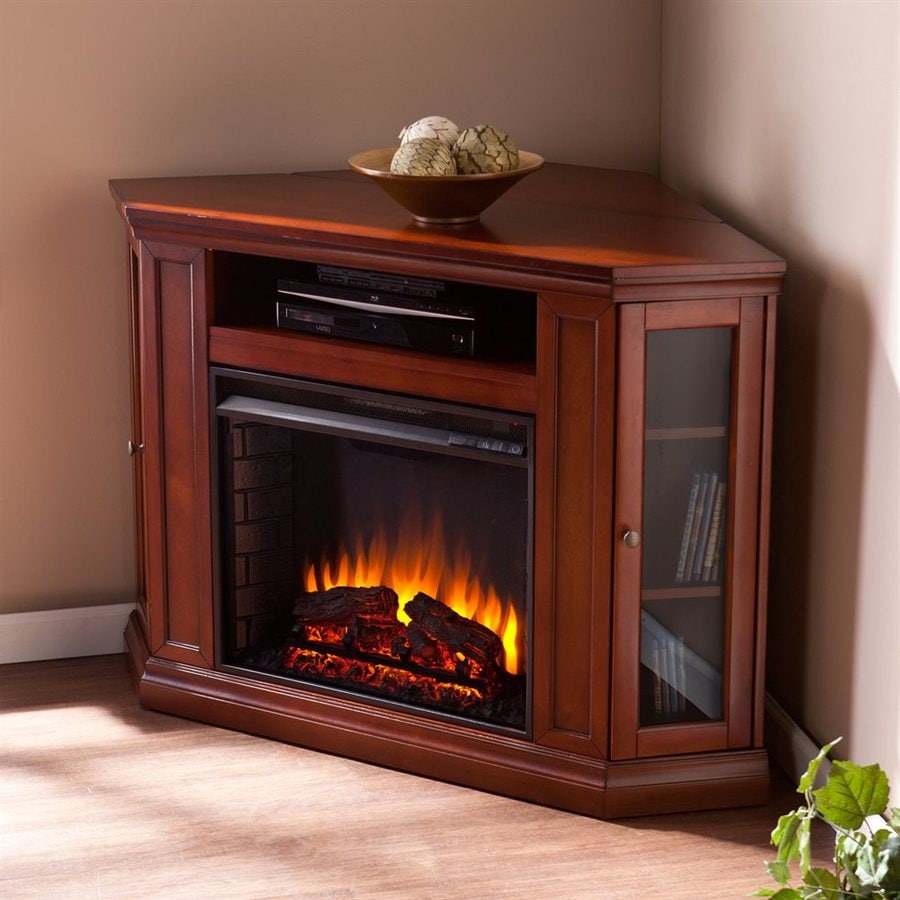 Shop boston loft furnishings 48-in w 4700-btu brown mahogany wood and wood veneer fan-forced electric fireplace with thermostat and remote control in the electric fireplaces section of Lowes.com