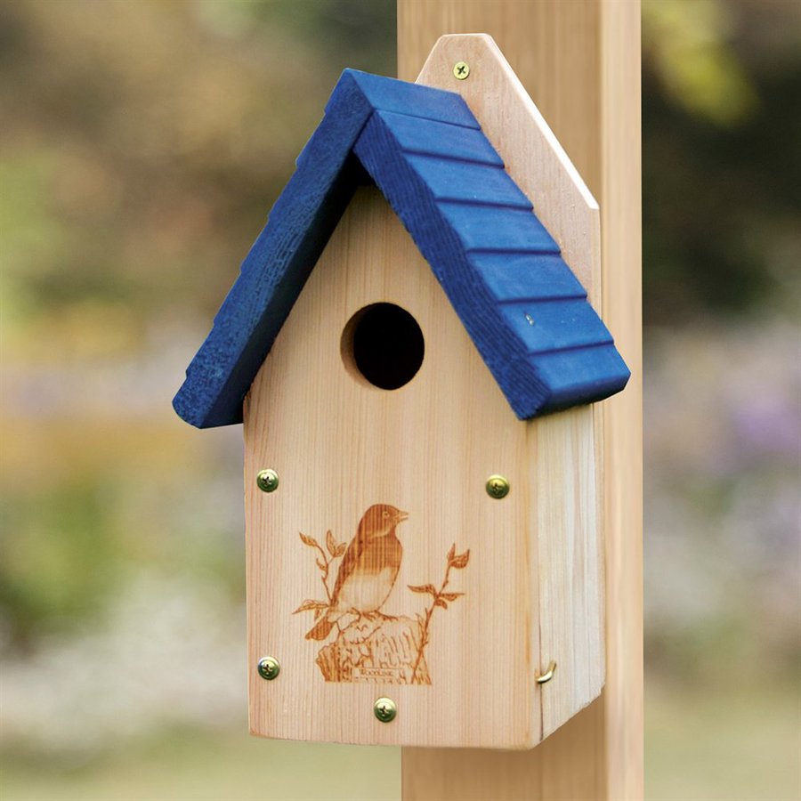 WoodLink 7.75in W x 13in H x 7.5in D Blue/Brown Bird House at