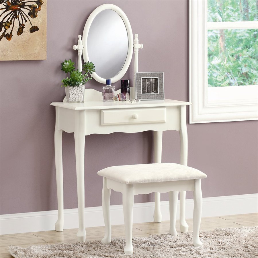 Monarch Specialties Antique White Makeup Vanity at Lowes.com