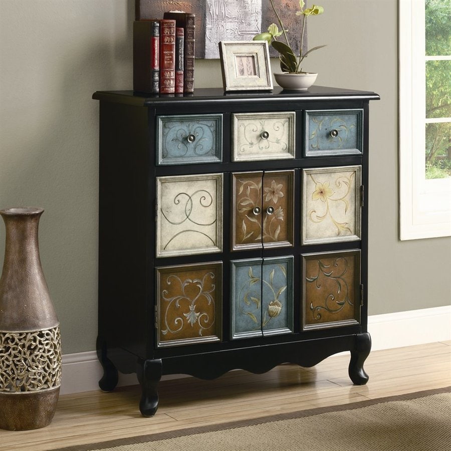 Monarch Specialties Apothecary Distressed Black 3Drawer