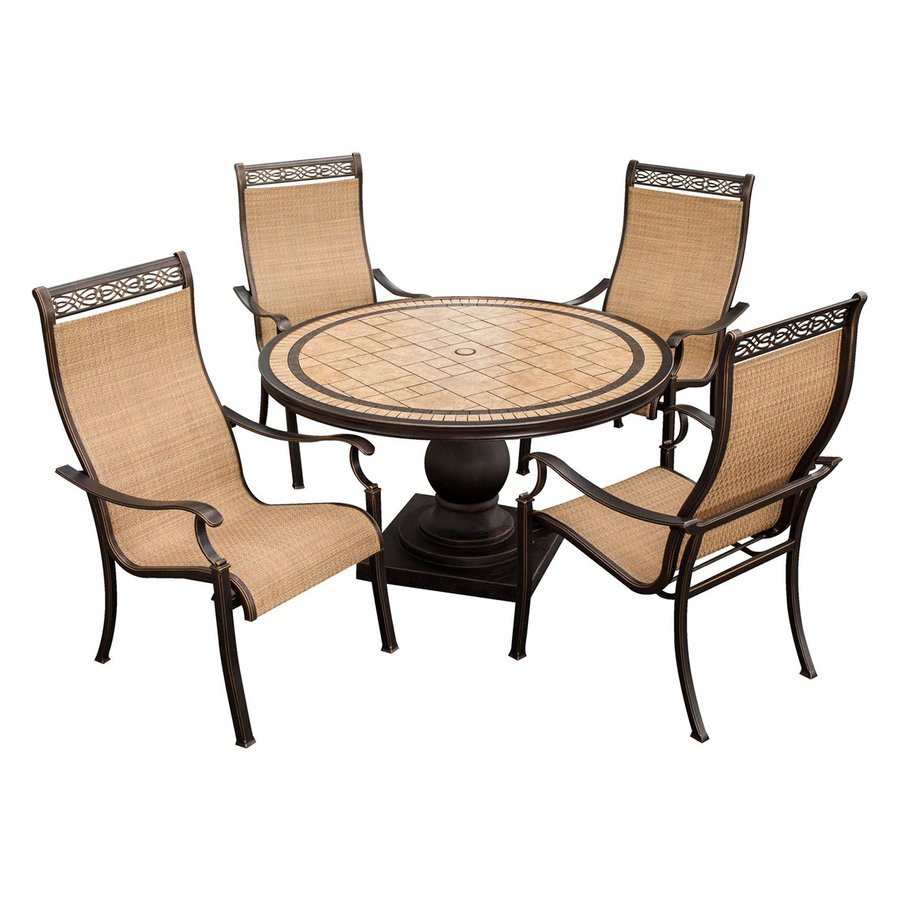 Hanover Outdoor Furniture Monaco 5-Piece Tan Metal Frame Patio Dining