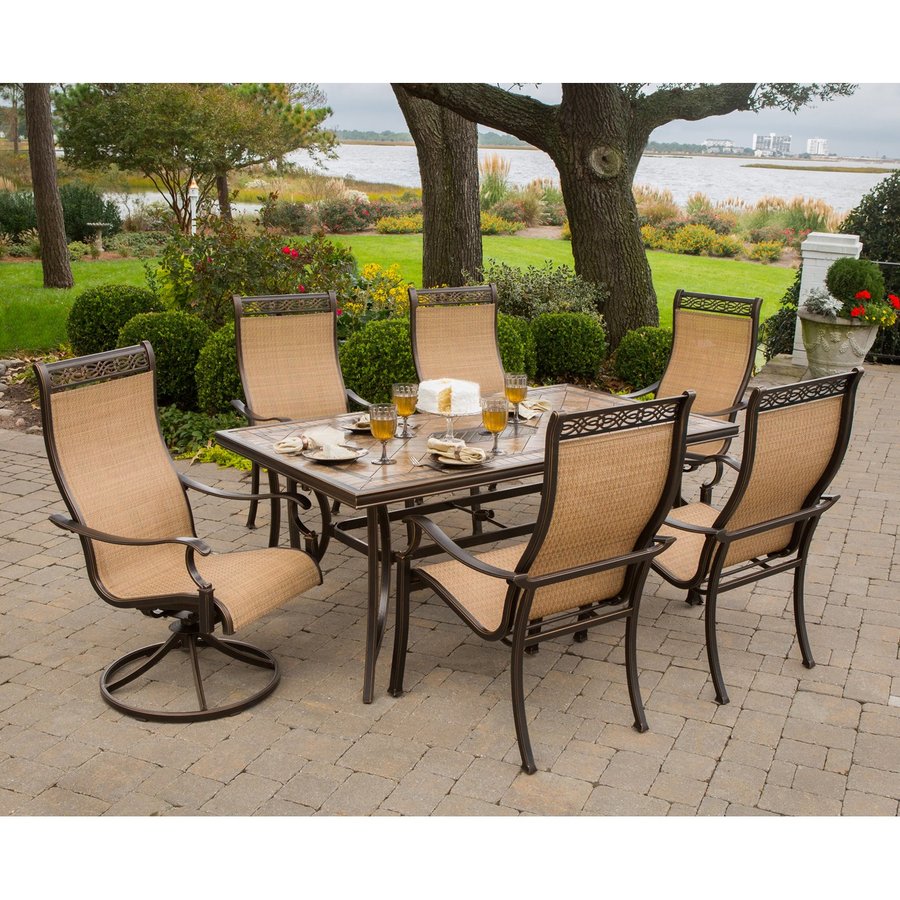 Shop Hanover Outdoor Furniture Monaco 7Piece Tan Metal Frame Patio Set