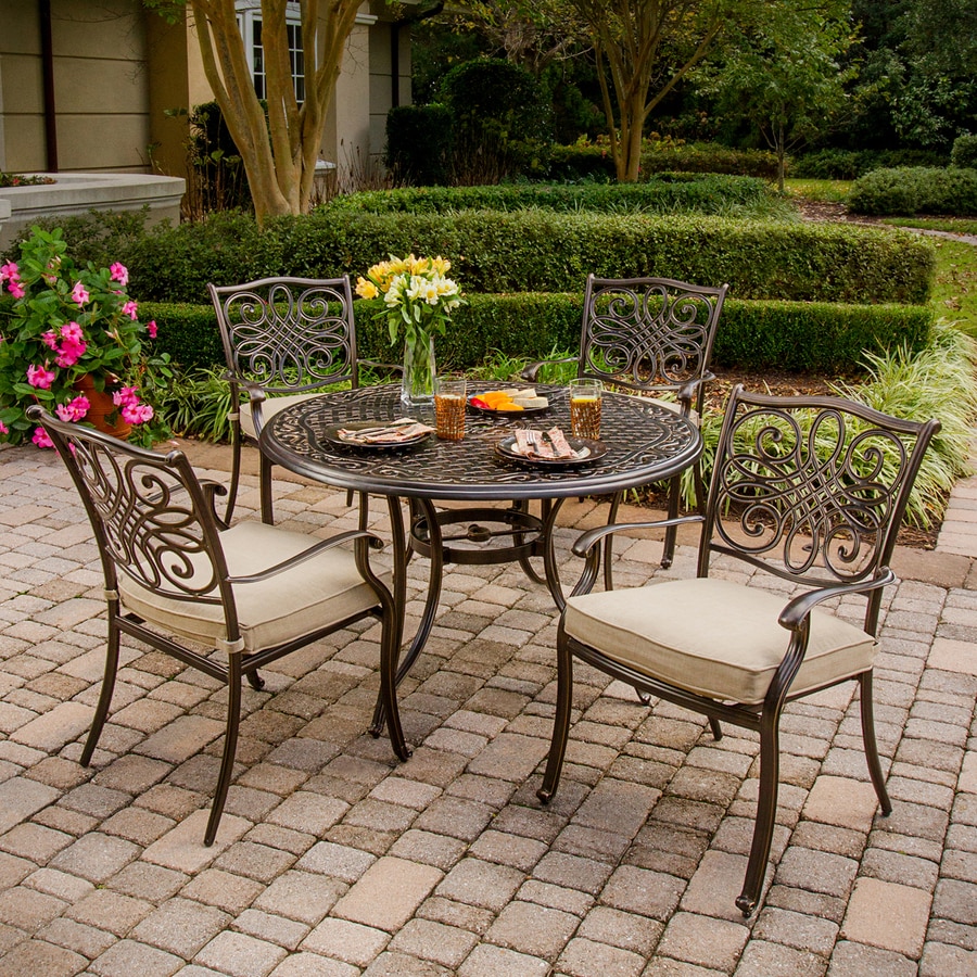 Shop Hanover Outdoor Furniture Traditions 5-Piece Bronze Aluminum Patio ...