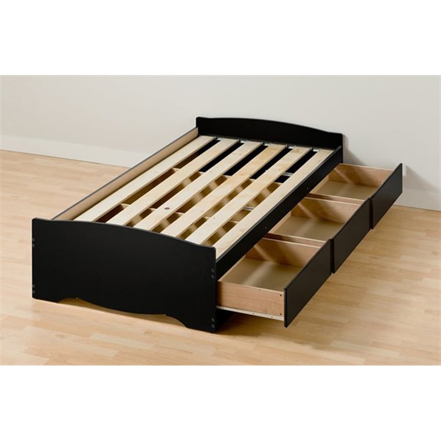Prepac Furniture Mate's Black Twin Extra Long Platform Bed with Storage ...