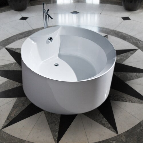 Aquatica Purescape Acrylic High Gloss White Round Freestanding Bathtub