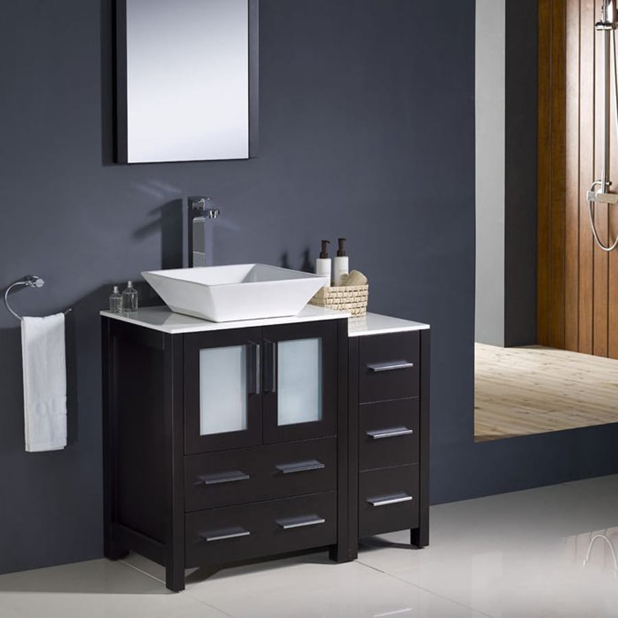 Shop Fresca Torino Espresso Single Sink Vanity with White ...